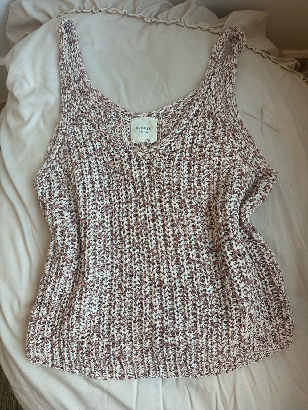 Harper Heritage Knit Tank Top in Ivory & Mauve